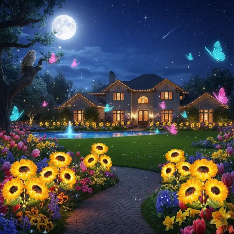 🌻 65K+ SOLD! 2026 UPGRADED Solar Sunflowers – Hyper-Realistic Petals, Stunning Shadow Projections & Dusk-to-Dawn Garden Mag