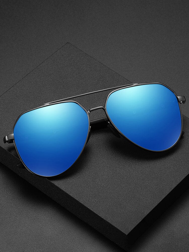 Modische runde Sonnenbrille mit Quersteg und polarisierten Gläsern