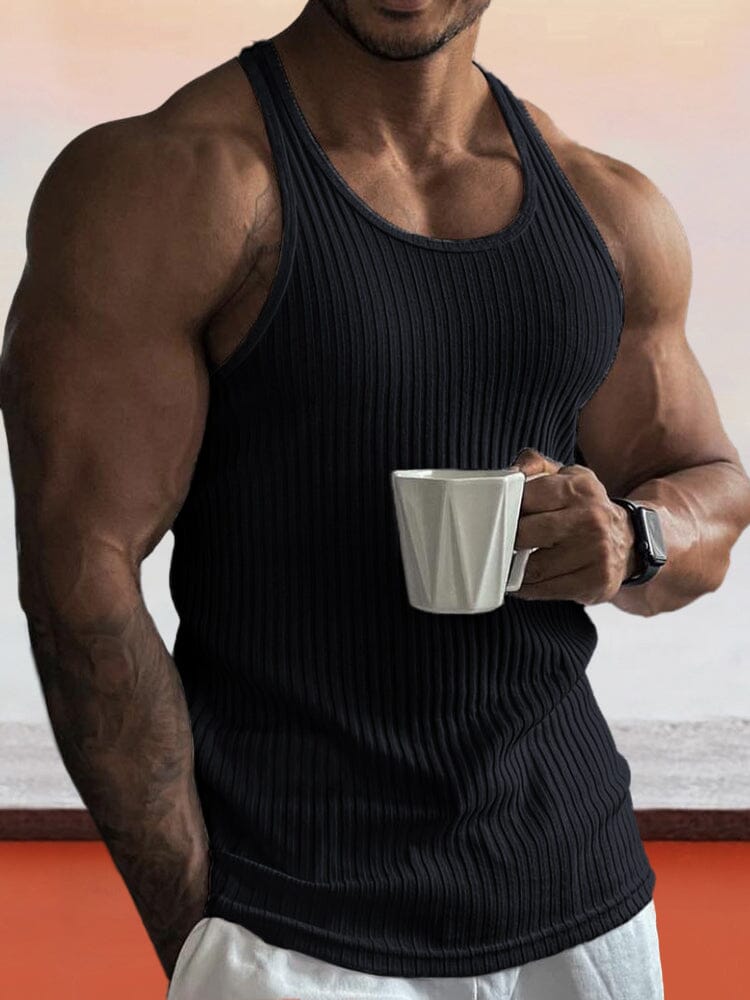 Einfarbiges, schmal geschnittenes Strick-Tanktop für das Fitnessstudio