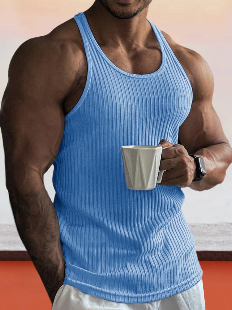 Einfarbiges, schmal geschnittenes Strick-Tanktop für das Fitnessstudio