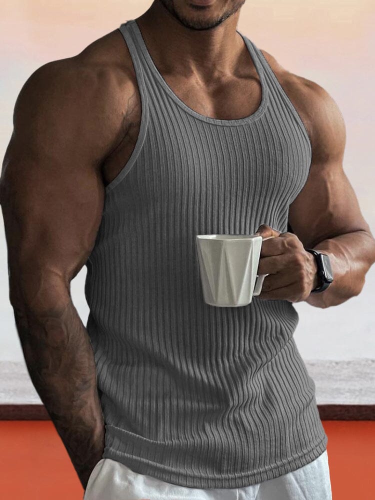 Einfarbiges, schmal geschnittenes Strick-Tanktop für das Fitnessstudio