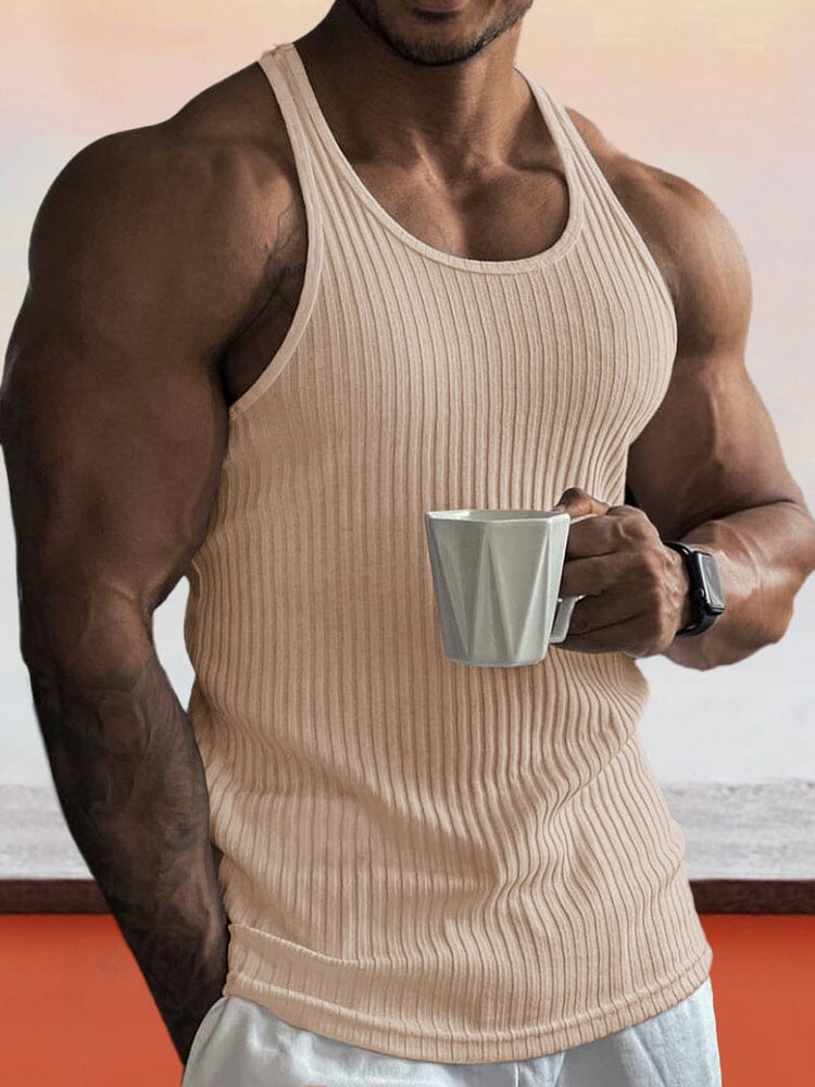 Einfarbiges, schmal geschnittenes Strick-Tanktop für das Fitnessstudio