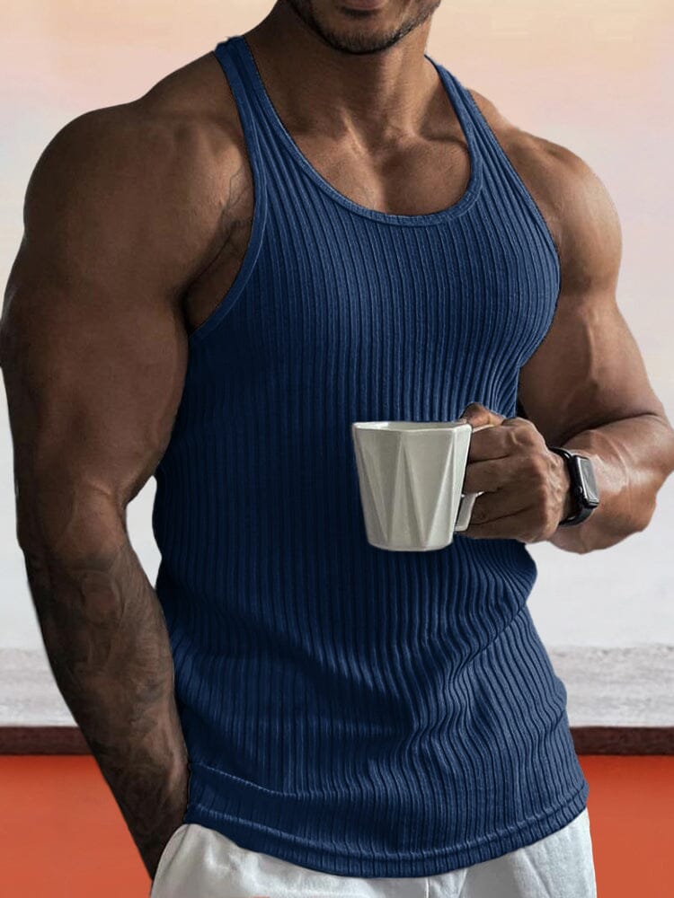 Einfarbiges, schmal geschnittenes Strick-Tanktop für das Fitnessstudio