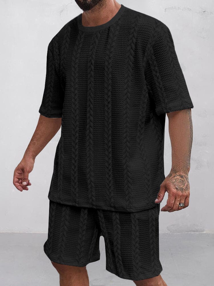 Freizeit Jacquard T-Shirt-Shorts-Set