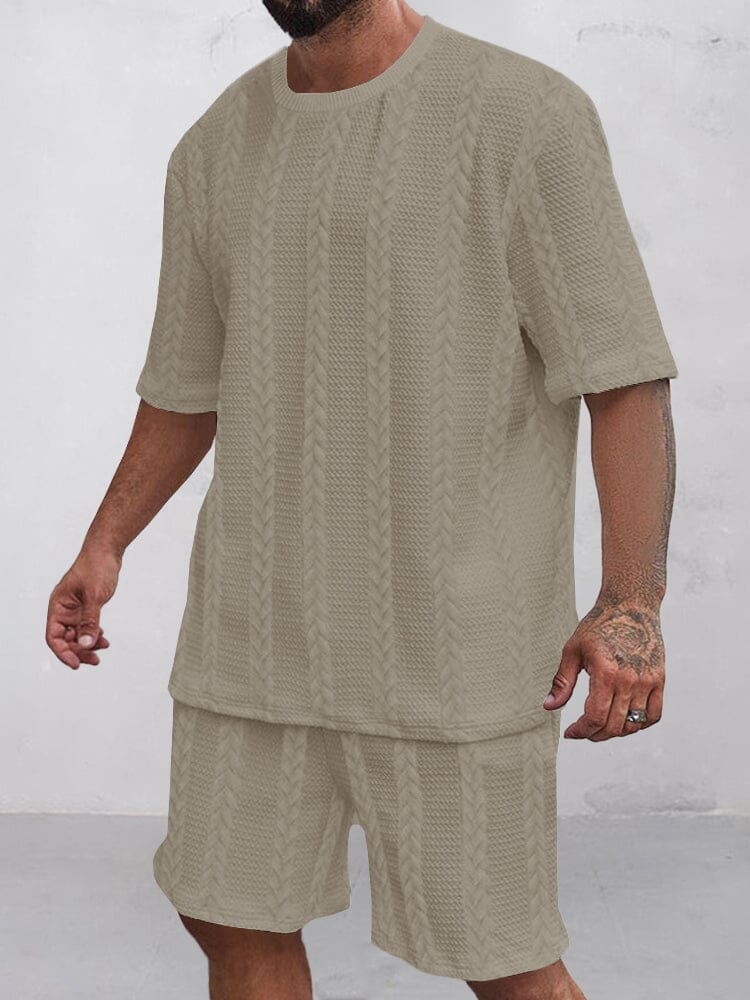 Freizeit Jacquard T-Shirt-Shorts-Set