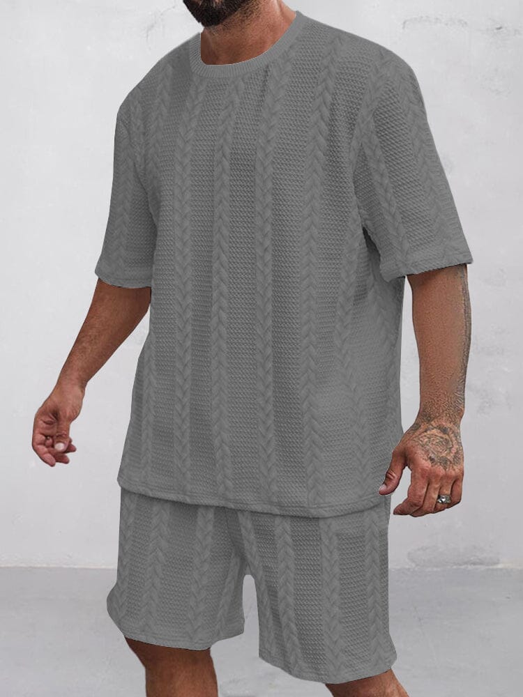 Freizeit Jacquard T-Shirt-Shorts-Set