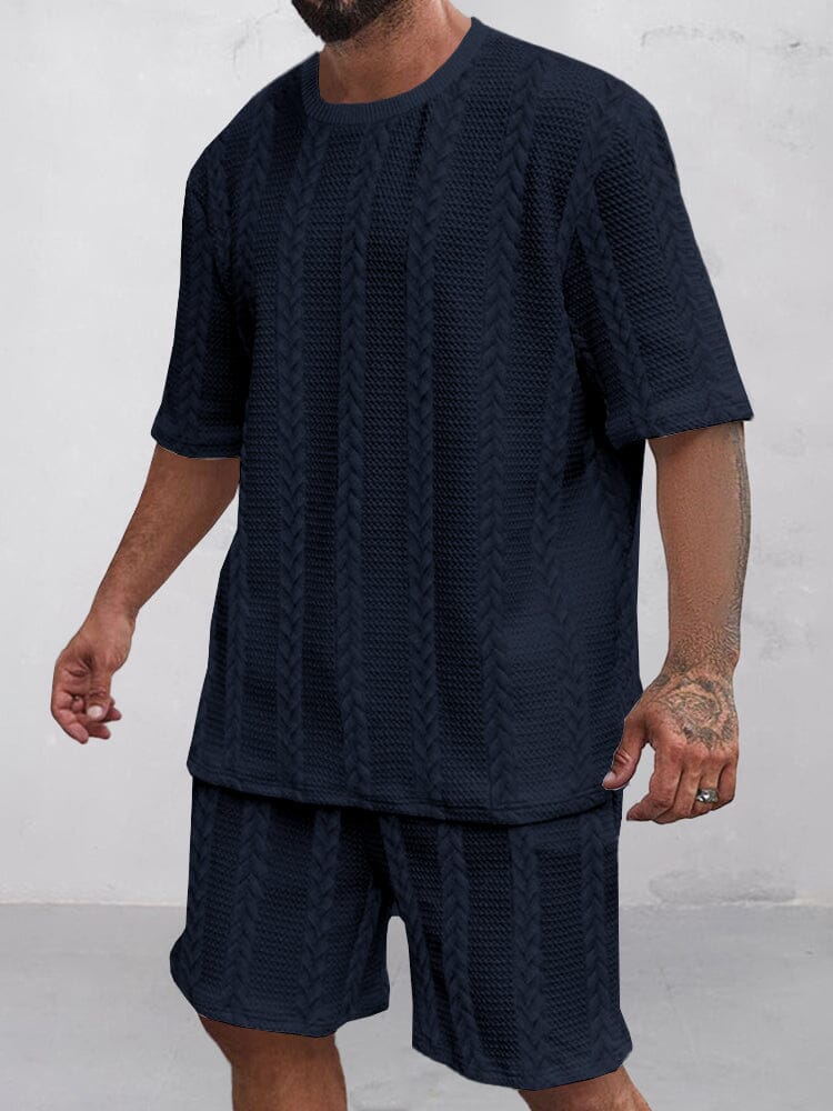 Freizeit Jacquard T-Shirt-Shorts-Set