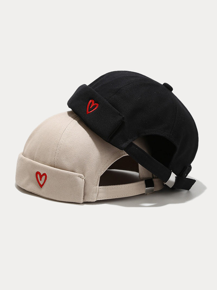 Stylish Heart Embroidery Brimless Hat