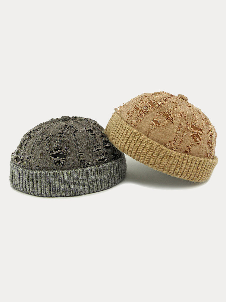 Stylish Knit Distressed Beanie Hat