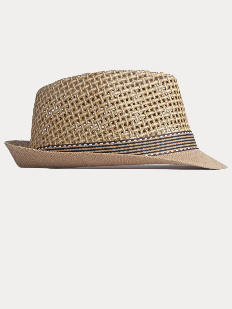 Eleganter Fedora aus geflochtenem Stroh