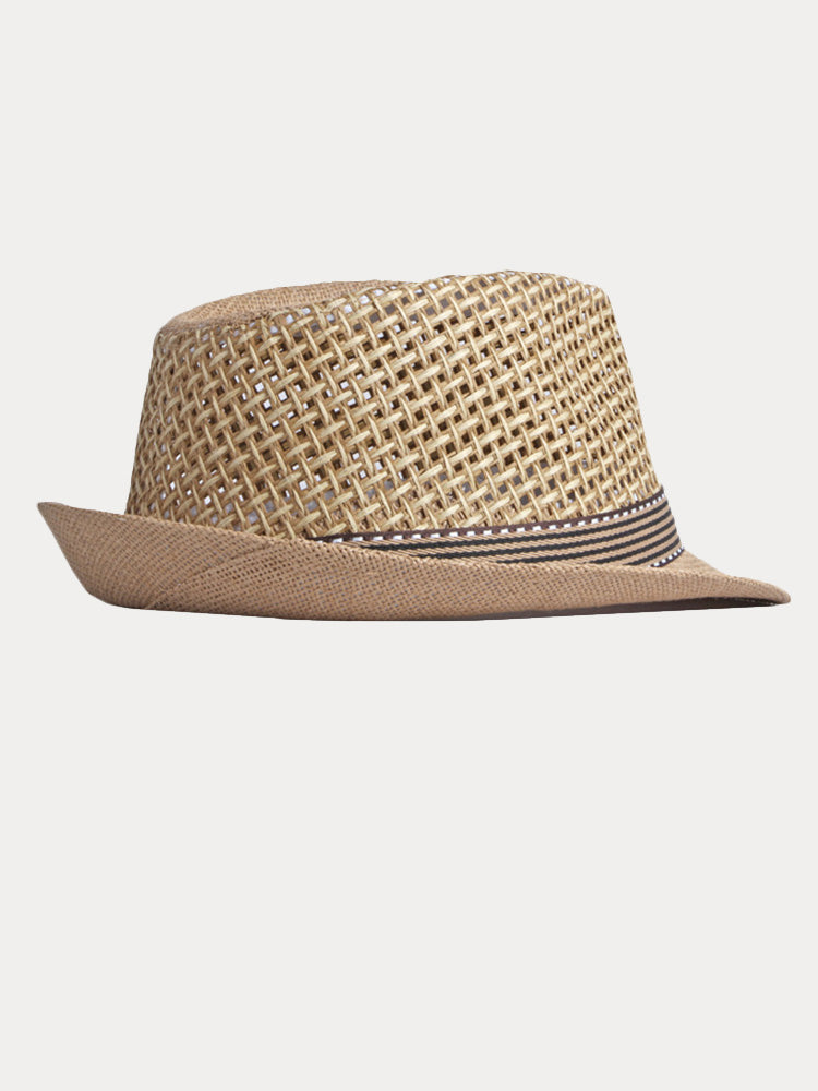 Eleganter Fedora aus geflochtenem Stroh