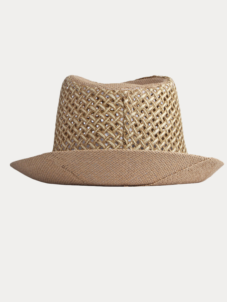 Eleganter Fedora aus geflochtenem Stroh