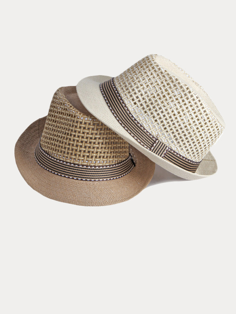 Eleganter Fedora aus geflochtenem Stroh