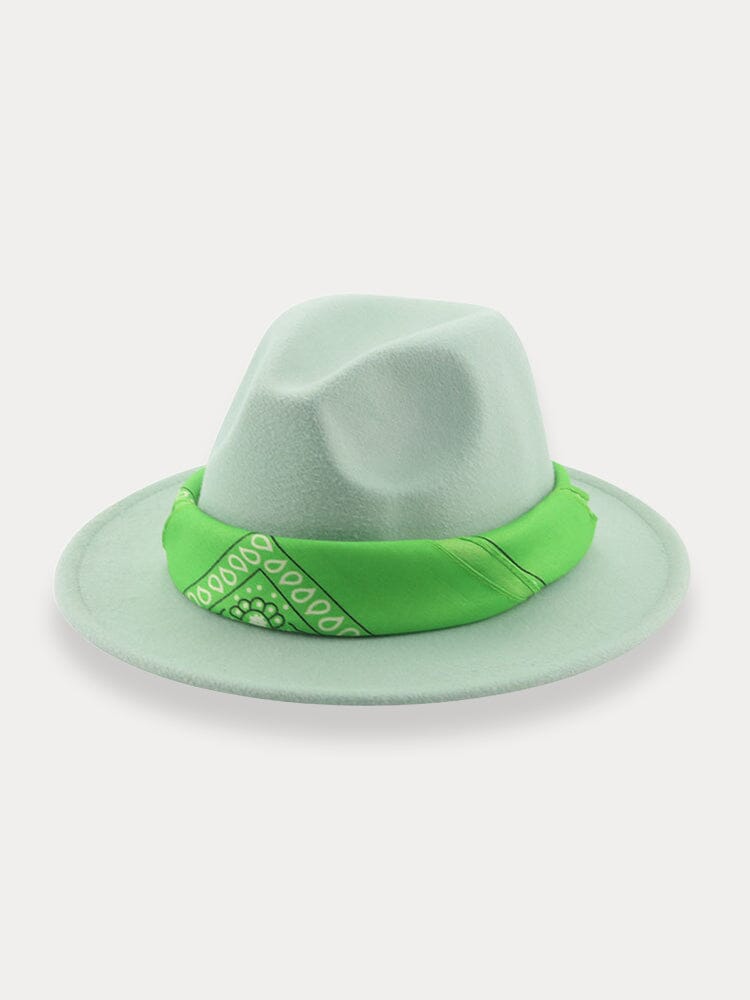 Flat Brim Fedora Hat with Kirchief