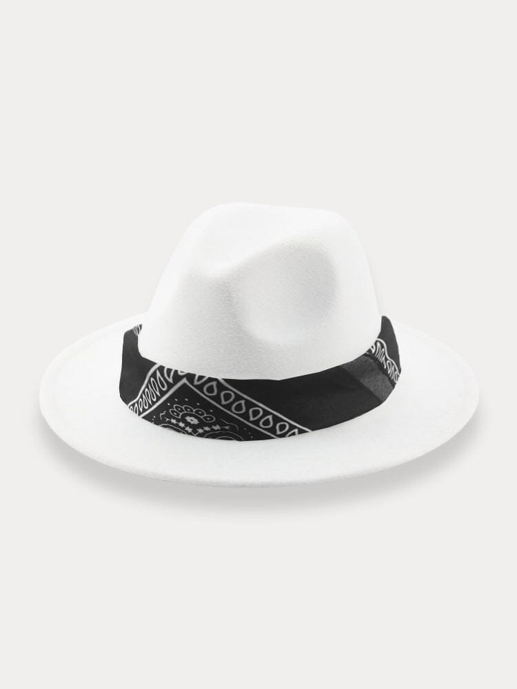 Flat Brim Fedora Hat with Kirchief