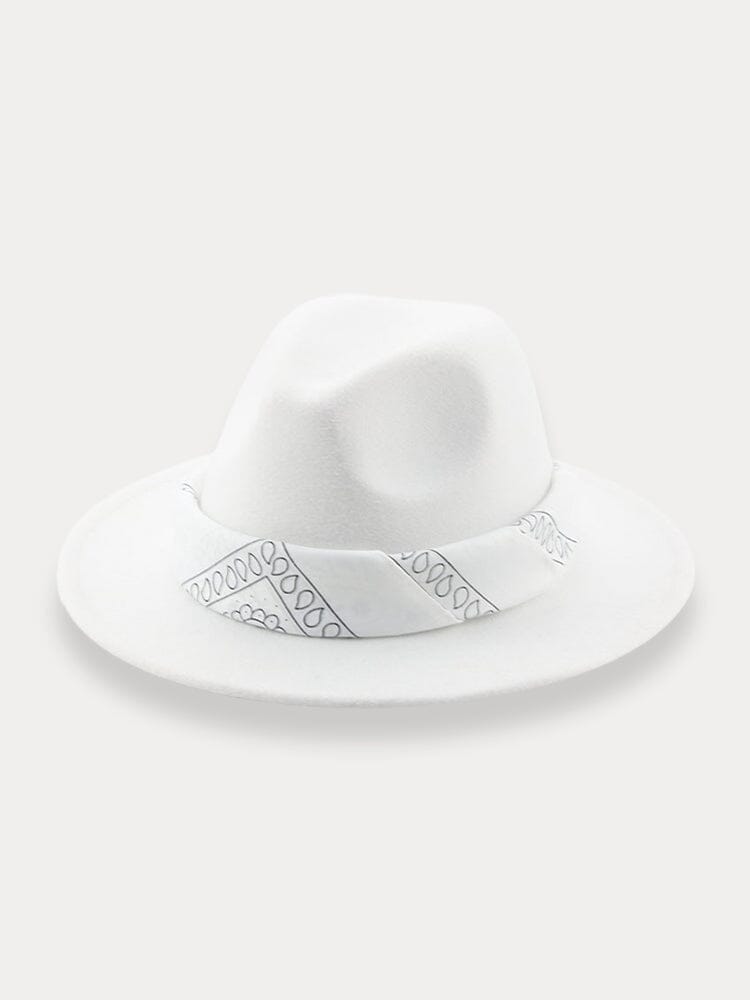 Flat Brim Fedora Hat with Kirchief