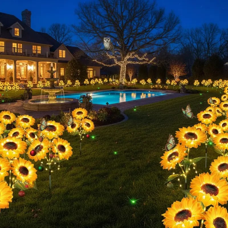 🌻 65K+ SOLD! 2026 UPGRADED Solar Sunflowers – Hyper-Realistic Petals, Stunning Shadow Projections & Dusk-to-Dawn Garden Mag